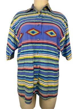 Red Rover Colorful Southwestern Stripe Button-Up Shirt Women’s Medium